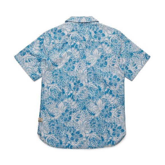 Surfside Supply Turquoise Blue Hawaiian Floral Print Camp Collar Short Sleeve Sh - Picture 3 of 3